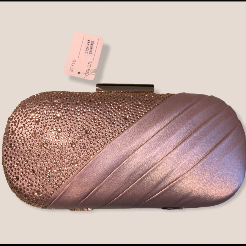 Champagne/Pink Crystal Clutch